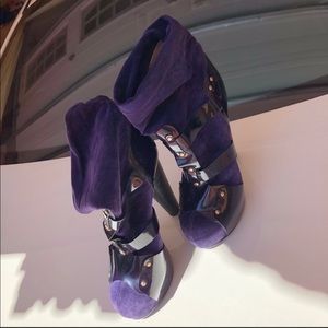 Versace suede and patent Leather boots